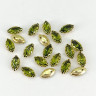 Стразы стекло пришивные в цапах, лист, 4 х 8 мм, цвет Olivine, 10 шт в уп.
