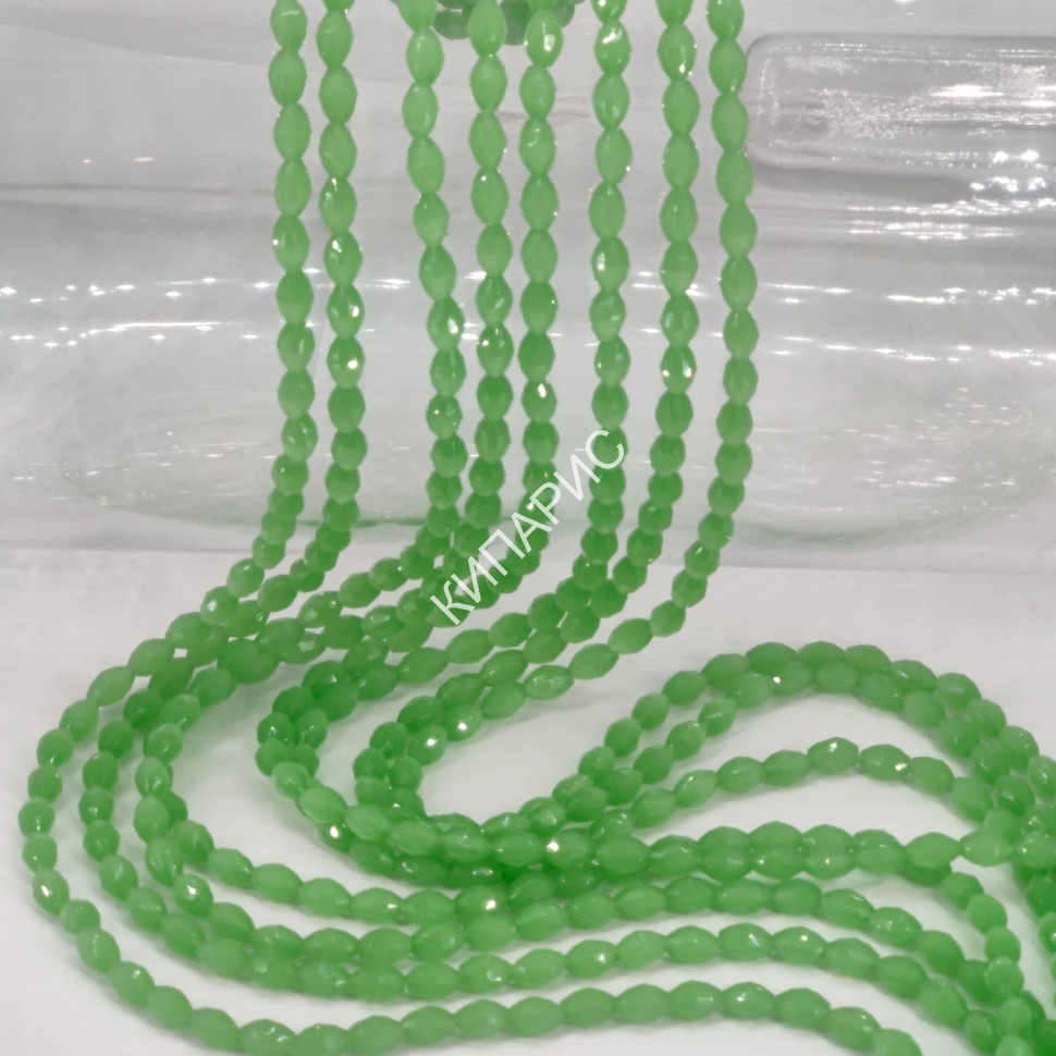 Бусины стекло овальные Рис для рукоделия, цвет 46, 4 мм х 6 мм, 10 нитей в уп.