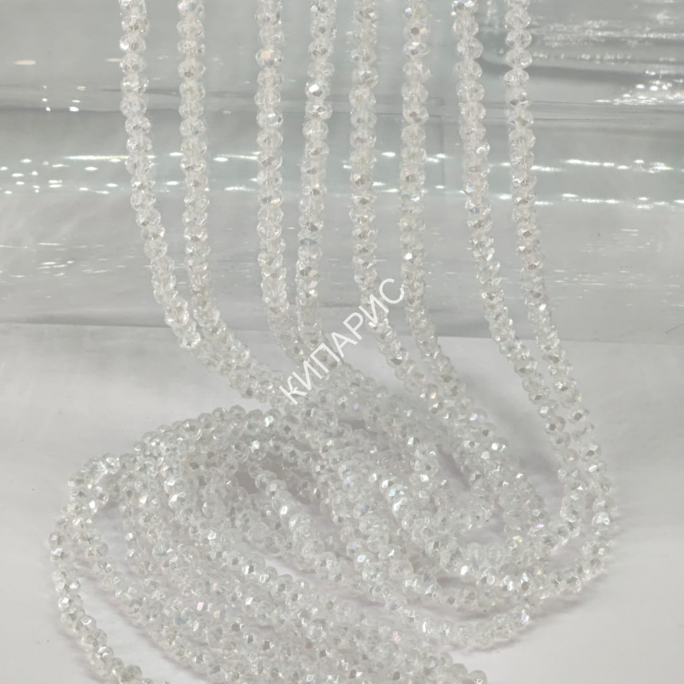 Бусины стекло Rondell для рукоделия, цвет 1АВ, 3 мм, 1 нить в уп.