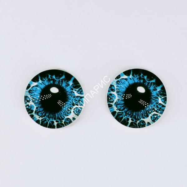 Глазки стеклянные с круглым зрачком 4, 20 шт в уп, 6 мм, голубой